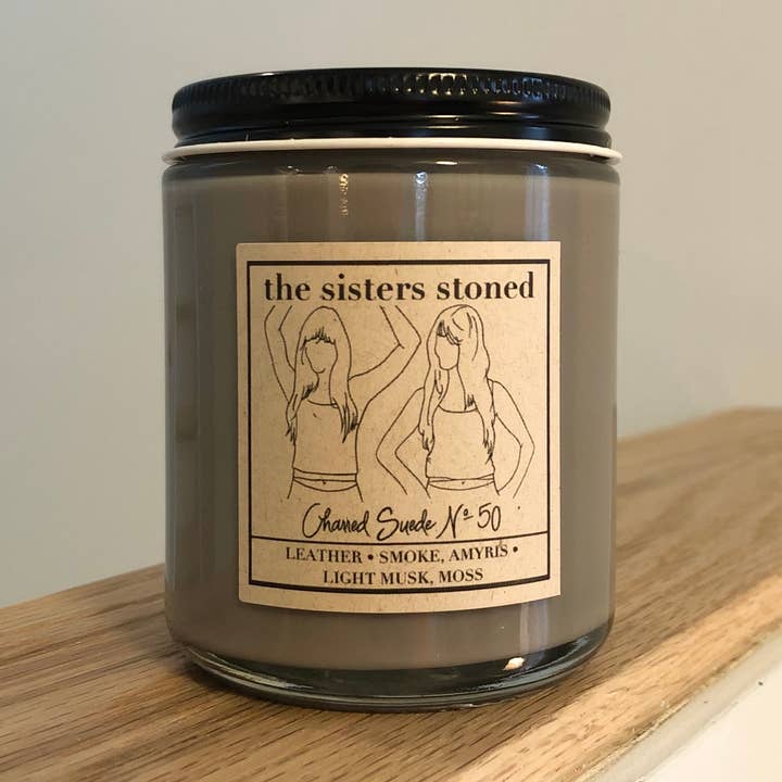 Charred Suede No. 50 Soy Single Wick Candle for wholesale by The Sisters Stoned