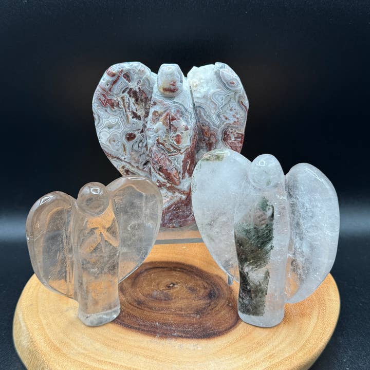 3 pc Angel Lodolite clear quartz crazy lace agate G888 for wholesale by The 7 Directions