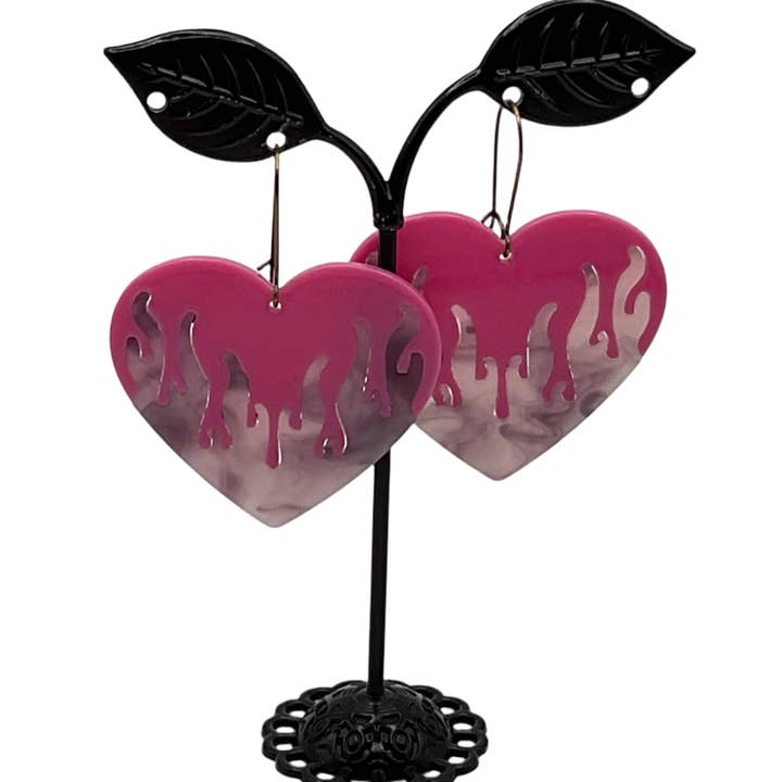S and E Hobbies and Collectables - Wholesale Dangle Earrings - Flaming Heart Earrings1