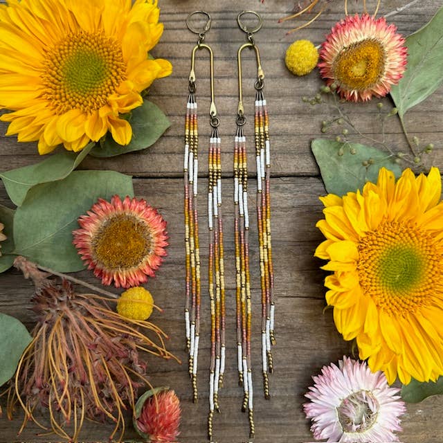 Autumn Moon Daisy Earrings for wholesale by Dancing Willow