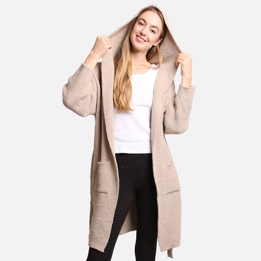 Fashion City - Venta al por mayor Bata - Mujer - Bata con capucha suave de color liso con bolsillo19