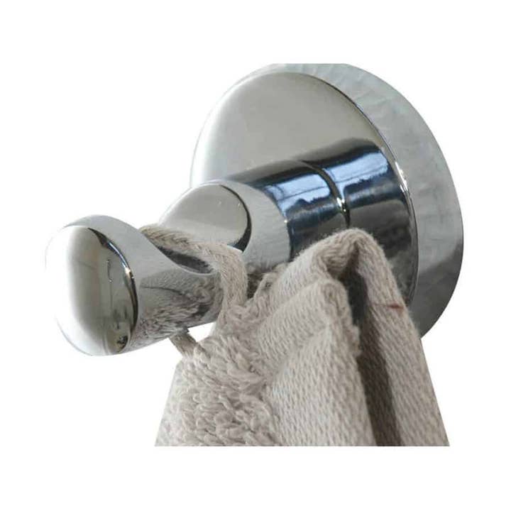 Curved Single Robe Hook - Polished Steel Wall Mount for wholesale by Evideco French Home Goods