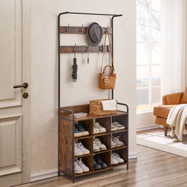 39F Inc. - Wholesale Coat Rack - Coat Rack, Hall Tree with Shoe Rack for Entryway