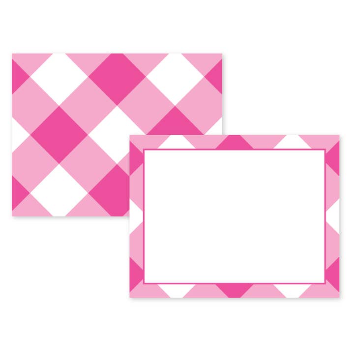 PINK BUFFALO CHECK BOUTIQUE FLAT CARDS for wholesale by Donovan Designs