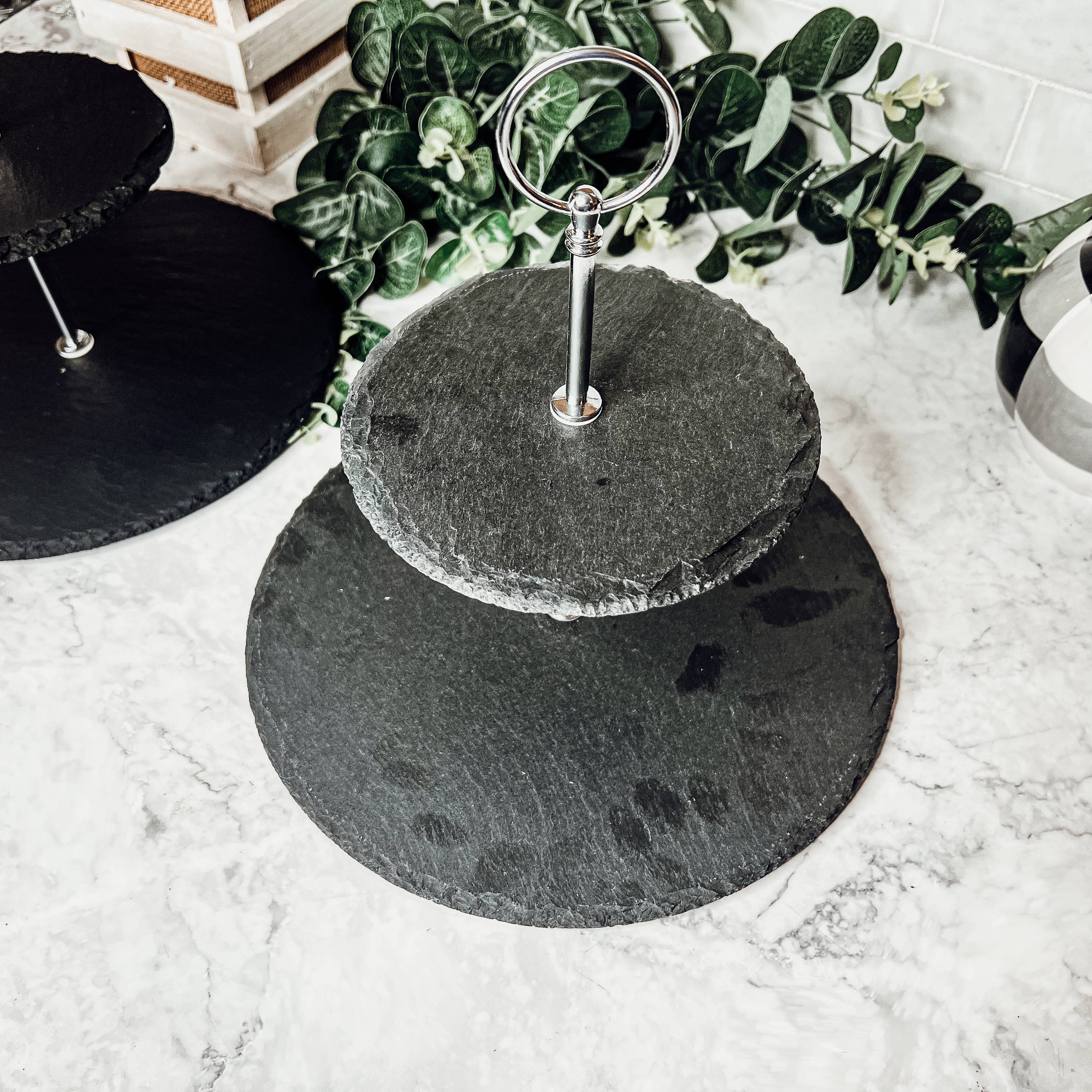 Gia Roma – wholesale Serving tray – Slate Tiered Trays with Handle, Natural Stoneware Handmade19