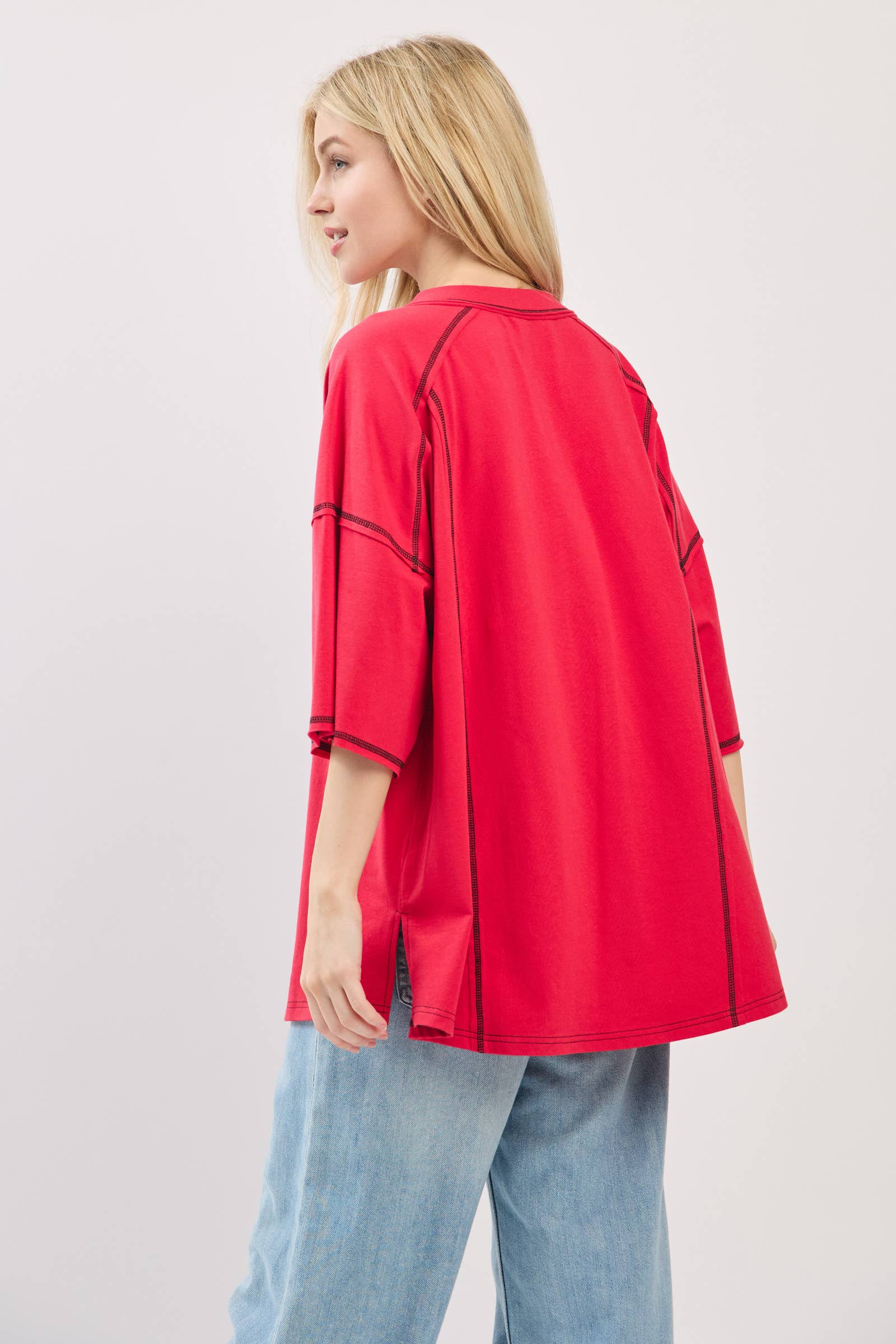 Sewn and Seen – Túnica - Mulher por atacado – Henley Relaxado com Botões6