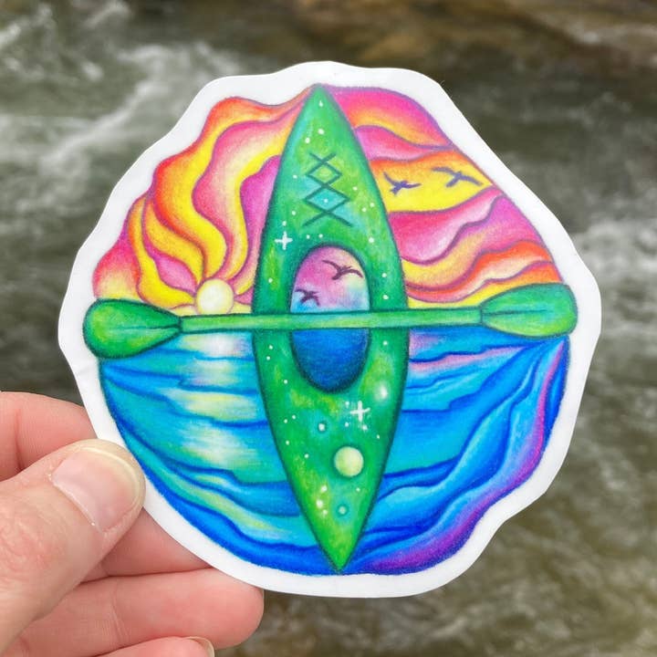 Autocollant Kayak Sunset pour la vente par Wandering Arts and Crafts