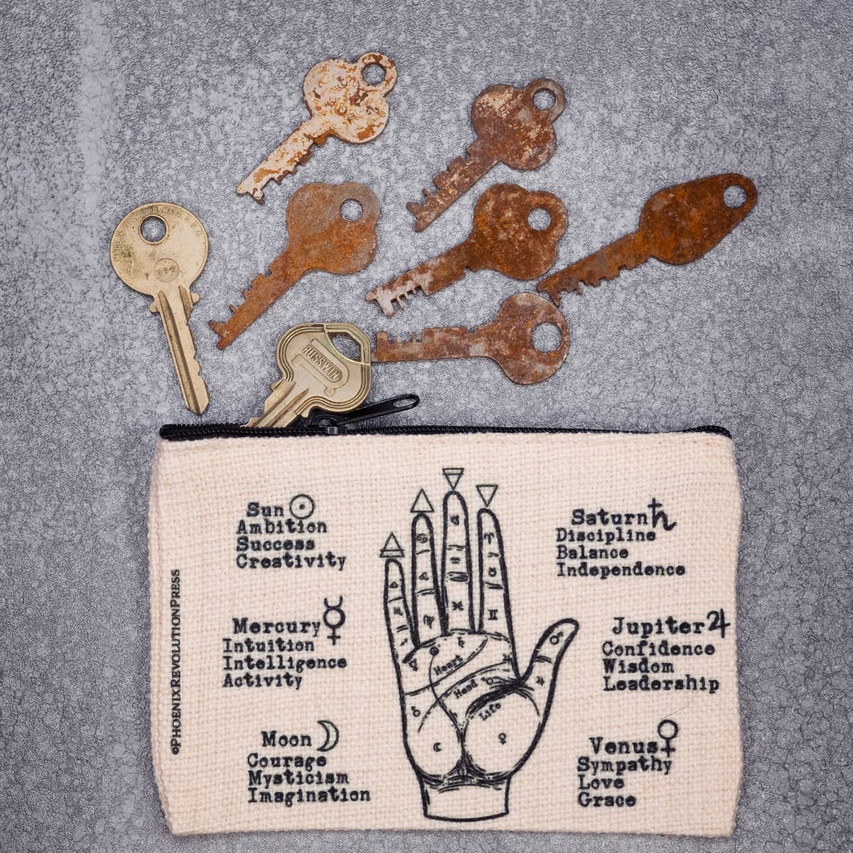 Phoenix Revolution Press - Wholesale Pouch - Women's - Palmistry Small Zippered Pouch2