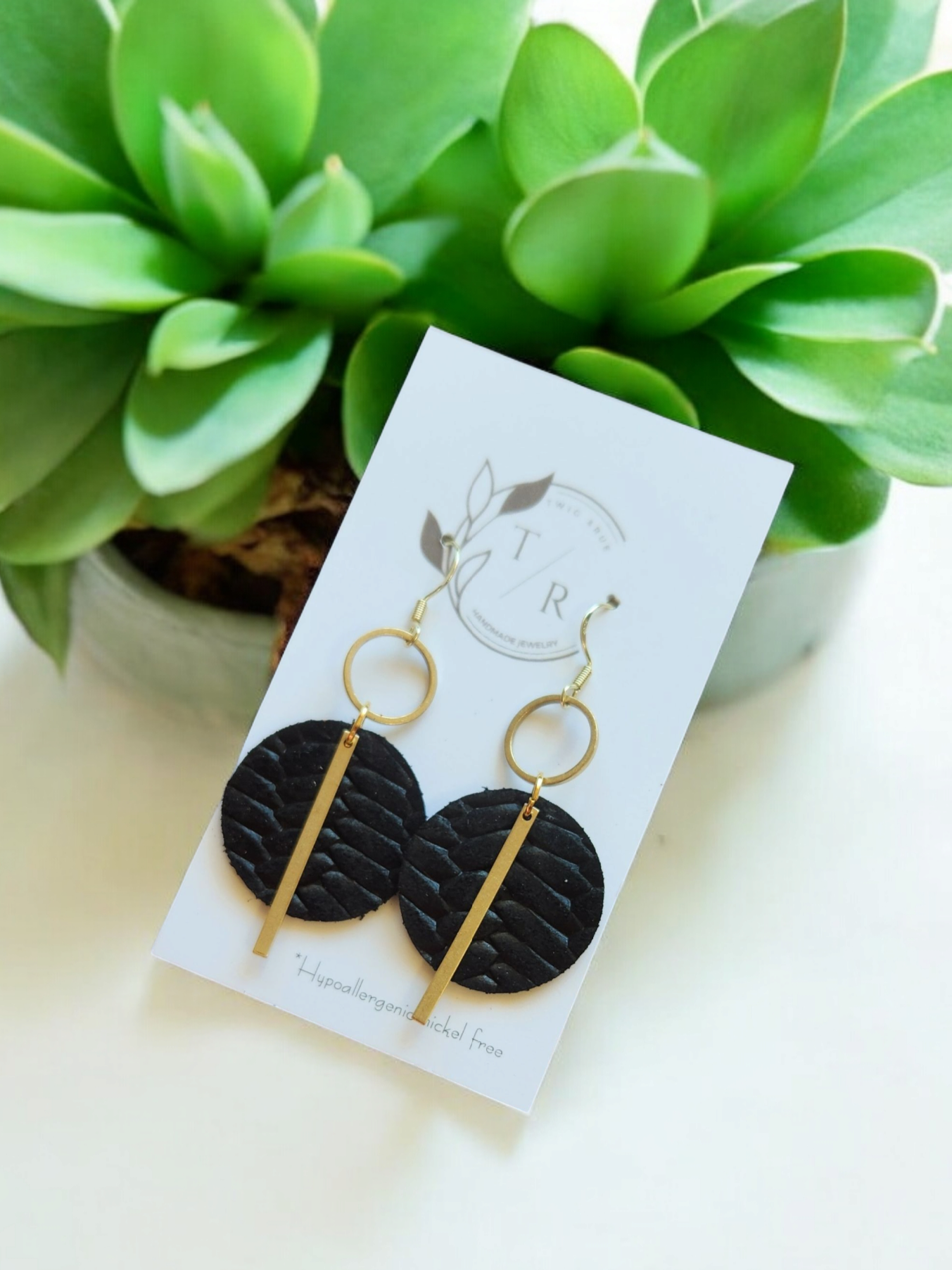 Twig & Rue boutique - Wholesale Dangle Earrings - Greta |Braided leather dangles3