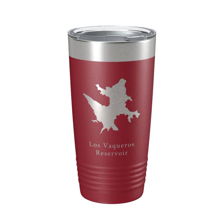 CarveBright - Wholesale Insulated Mug/Tumbler - Los Vaqueros Reservoir Tumbler Lake Map Travel Mug Insulated Laser Engraved Coffee Cup California 20 oz16