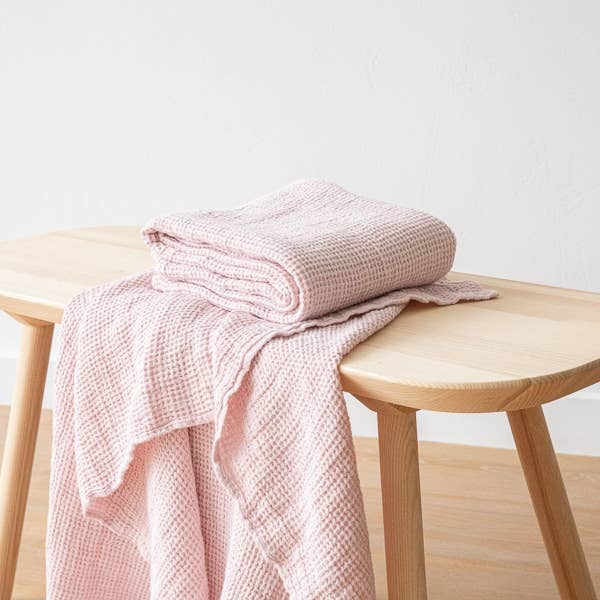 Linen Bath Towel Rosa Washed Waffle Big for wholesale by LinenMe