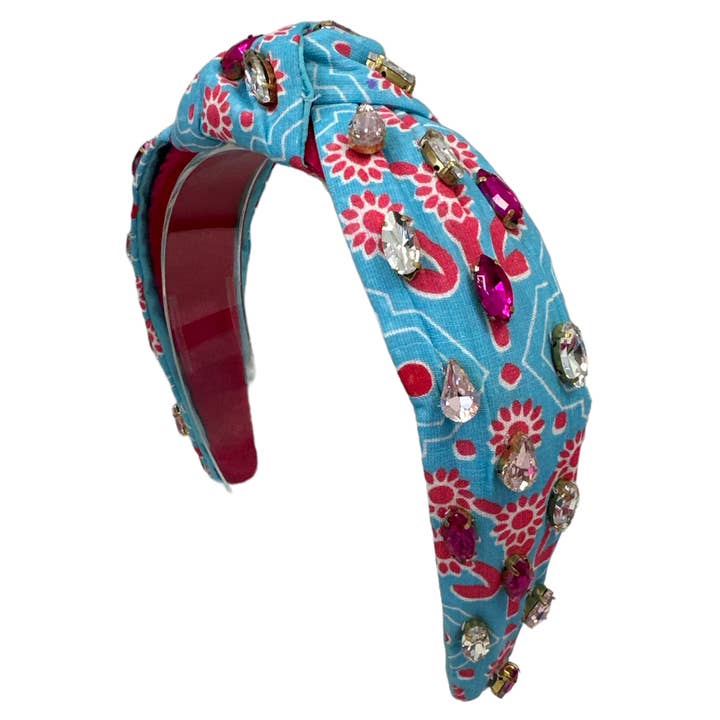 Bandeau d'été en strass - Turquoise & Rose pour la vente par Golden Lily