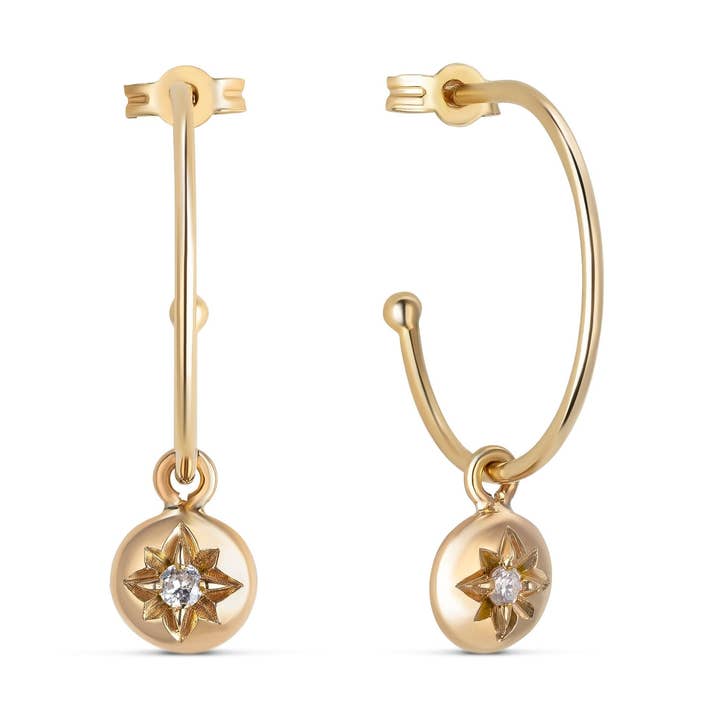 Diamanten oorringen | Nacht van Sterren 18kt Goud voor wholesale door ISHWARA JEWELS