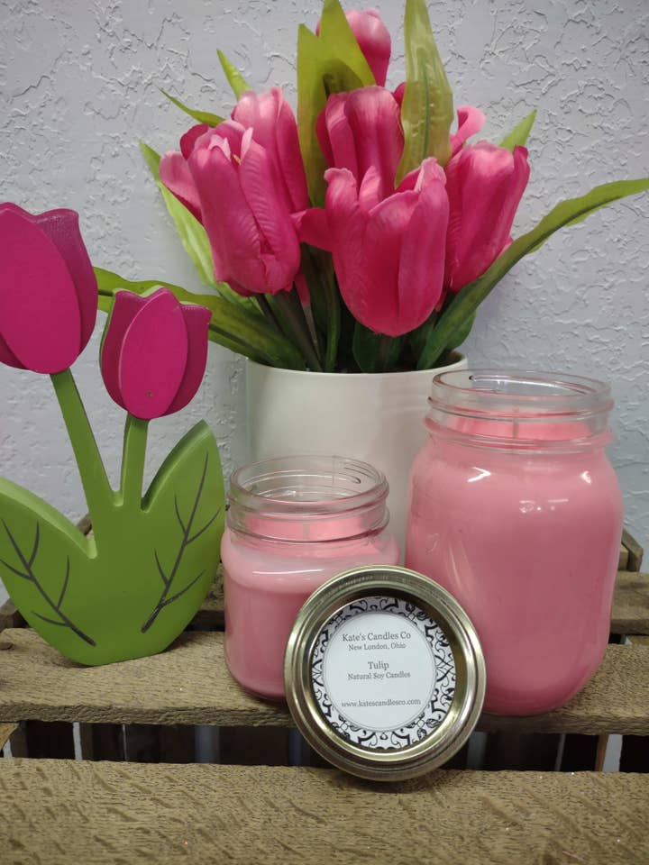 Spring Tulip Soy Candles for wholesale by Kate's Candles co