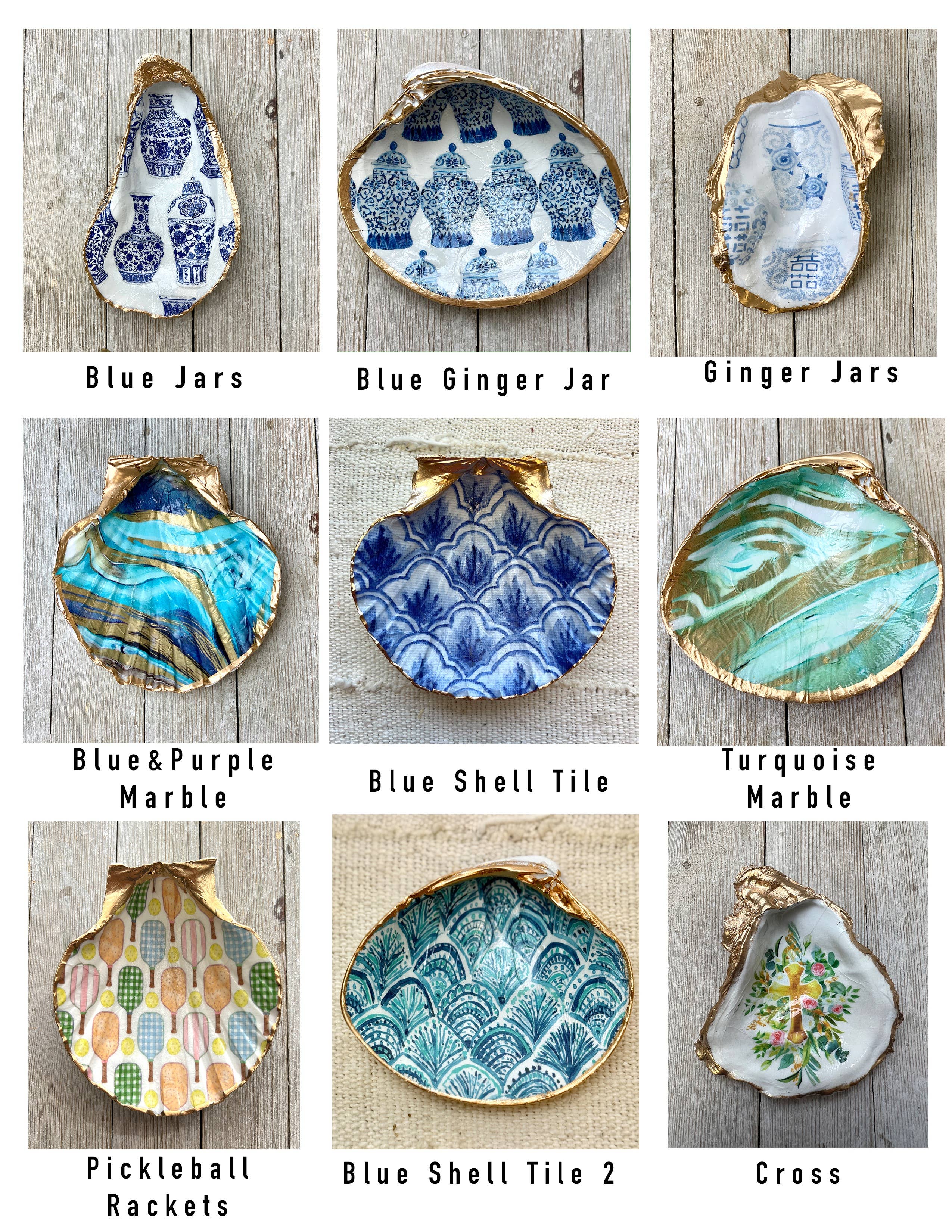 Ten Twenty Six Designs – Prato/tigela decorativa por atacado – Conjunto de Conchas para Decoupage – Vieira, Ostra ou Amêijoa3