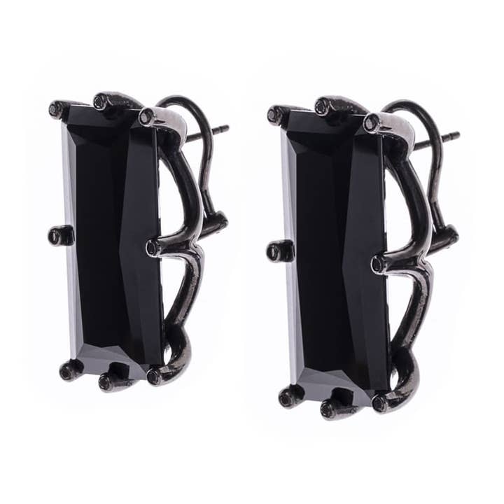 Brincos essenciais de turmalina e pretos com diamantes negros. por atacado de solaru