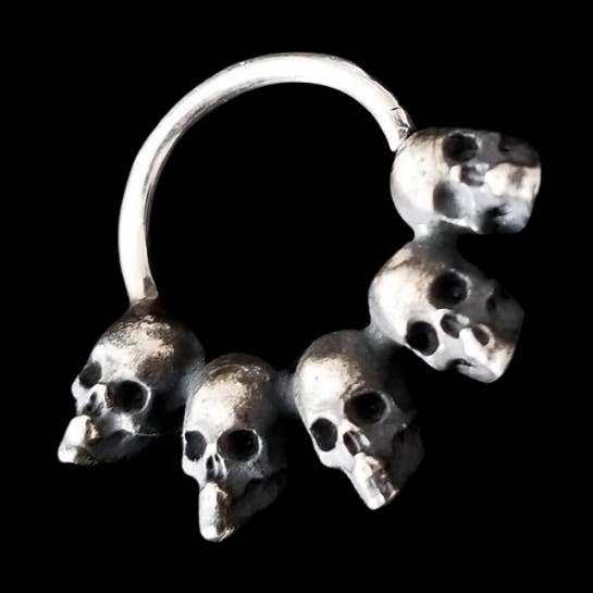 5 Skull Silver Septum Ring for wholesale by Inchoo bijoux inc