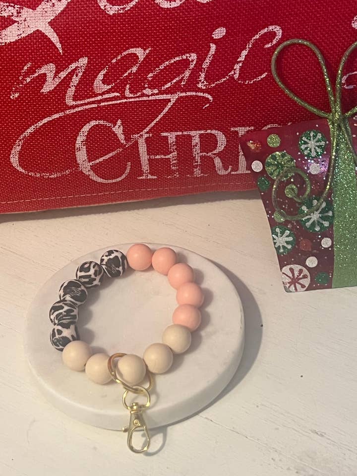 Peony Leopard Keychain Wristlet for wholesale by Inspiration Beads