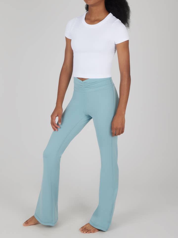90 Degree by Reflex - Wholesale Pants - Kids - Girls Lux Everyday Waist Band Ruching Flared Pant