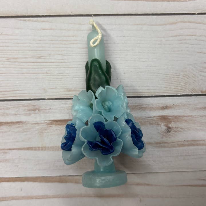 Bienenwachs Mini Minti & Blau Oaxaca Mehrfarbige Ringelblume Kerze für den Großhandel von Viva Greetings