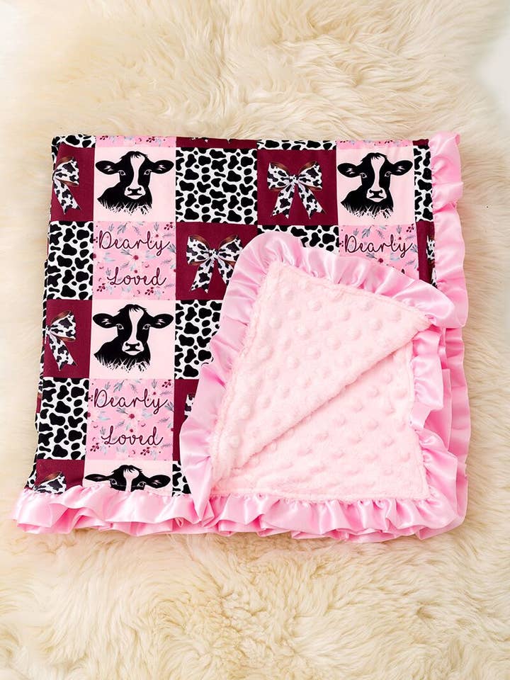 Dearly Loved multi -printed baby blanket with ruffle trim. BKG50153 S for wholesale by Kids Charm Online