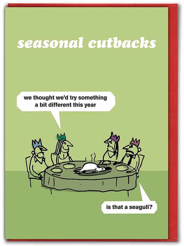 Lustige Weihnachtskarte — Seagull Cutbacks von Modern Toss für den Großhandel von Brainbox Candy