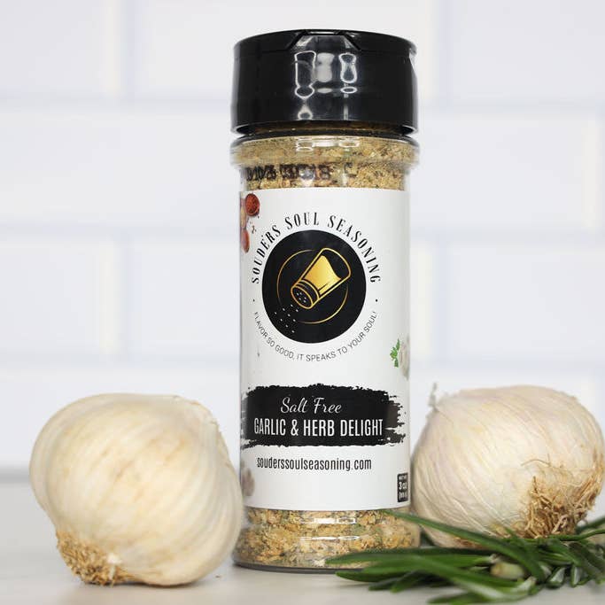Délice à l'ail et aux herbes sans sel pour la vente par Souders Soul Seasoning