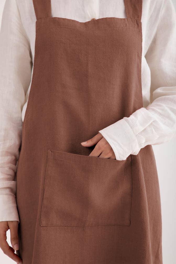 Live Linen - Wholesale Apron - Natural Solid Linen Cross Back Apron – Stylish Utility13