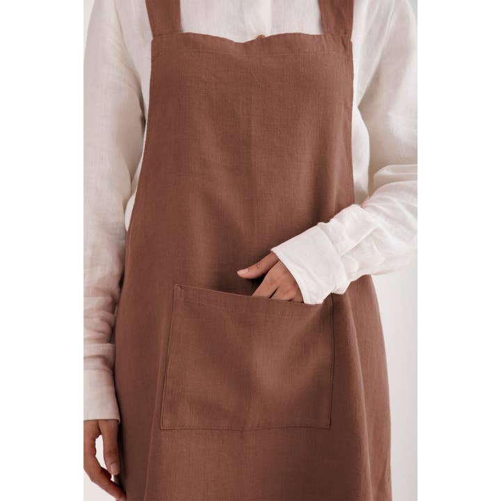 Live Linen - Wholesale Apron - Natural Solid Linen Cross Back Apron – Stylish Utility13