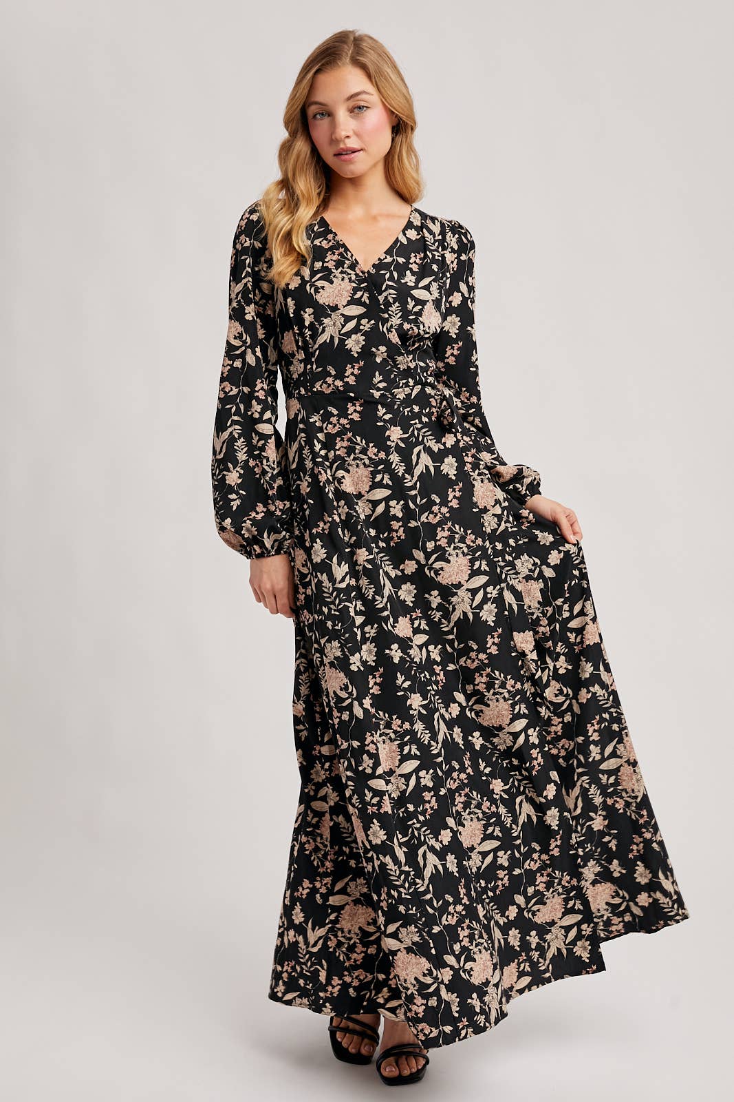 Bluivy - Wholesale Dress - Women's - FLORAL PRINT WRAP MAXI DRESS2