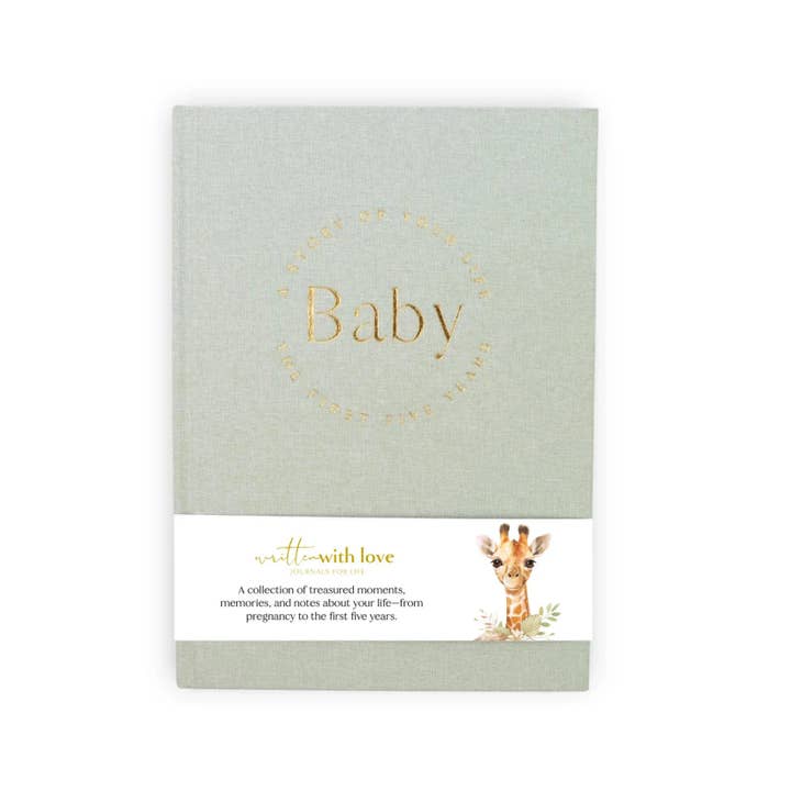 Baby Memory Book - Pregnancy to 5 Years - Sage Green - Boxed for wholesale on Faire2