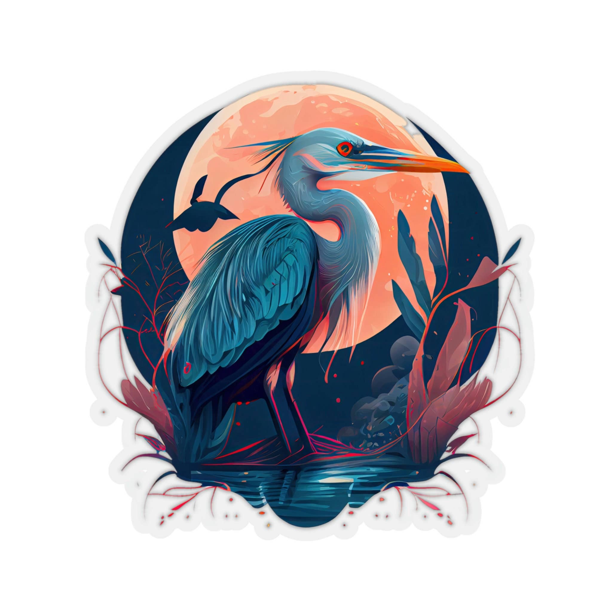 Smartstead Homestead - Wholesale Sticker - Waterproof Vinyl Sticker - Abstract Heron Silhouette Sunset1