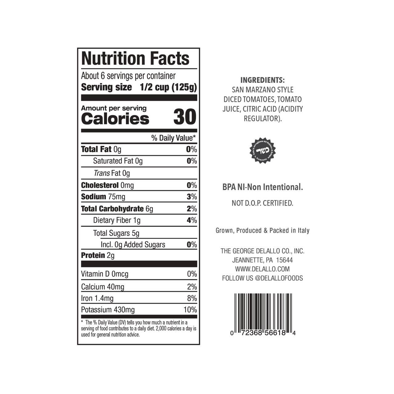 Delallo - Wholesale Pasta Sauce - San Marzano Style Petite Diced Tomatoes (28 oz. Can)3