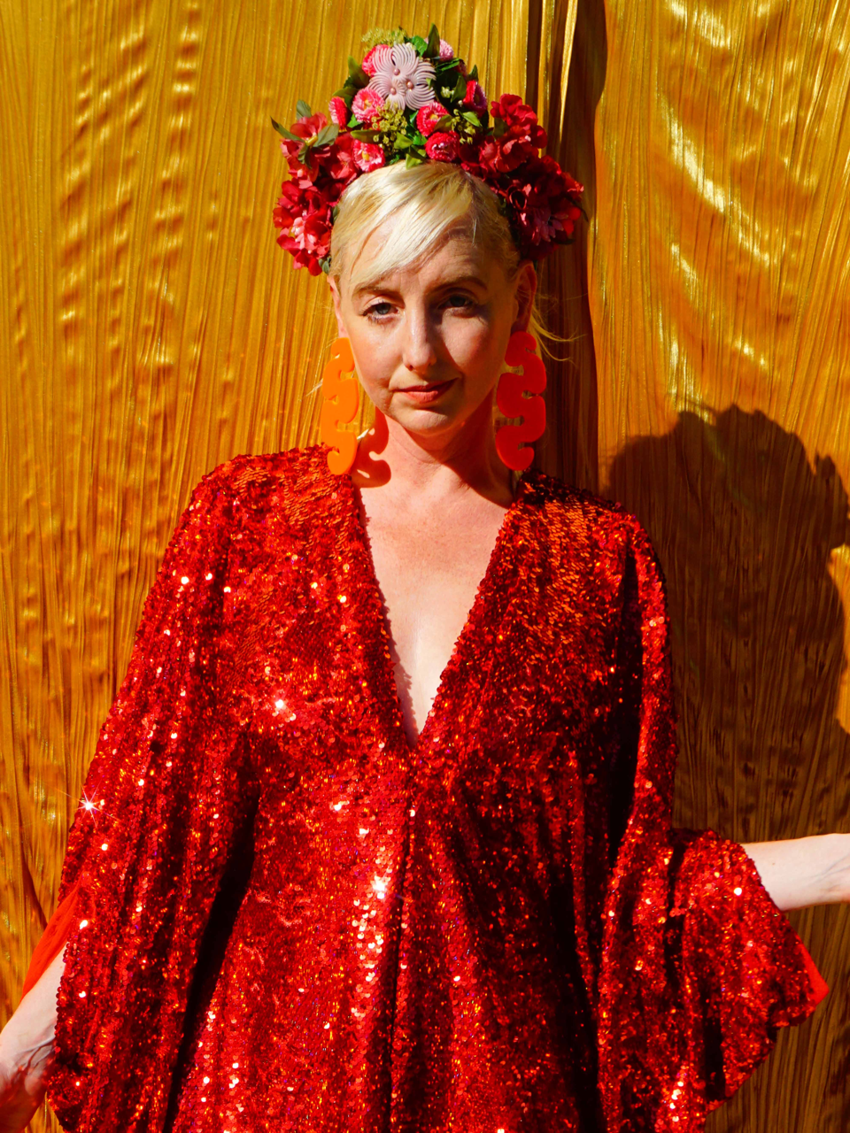 Fumbalinas – wholesale Kaftan – Women's – Red Holographic Sequin Maxi Kaftan Gown / Kimono Robe11