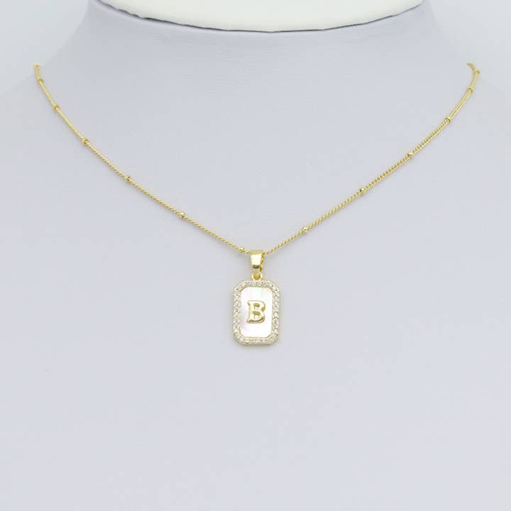 BestBeads&Beyond - Wholesale Individual Charm/Pendant - Gold Rectangle Initial Charm, Alphabet Name Letter Charm,sku#LX7171