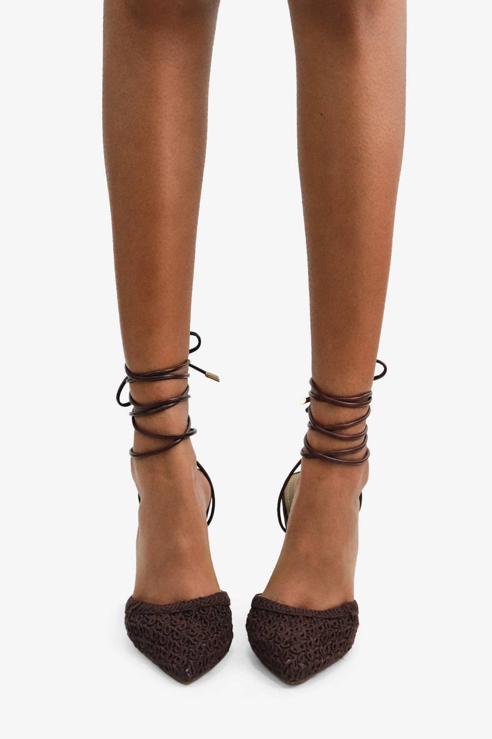 XANDRA - Chocolate Crochet Look Stiletto Heels for wholesale on Faire2