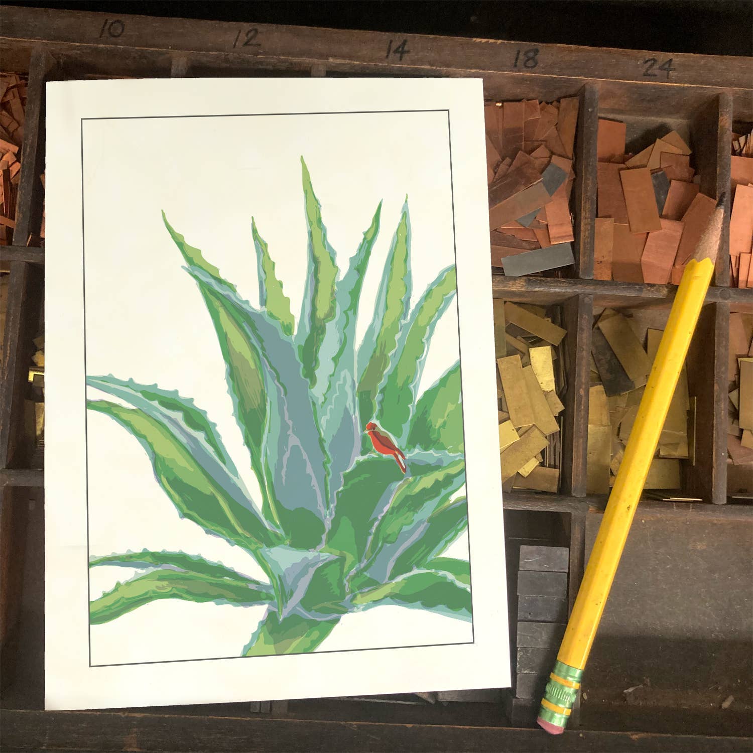 Rigel Paper – Engroshandel Hverdagshilsen kort – RBI-98 Agave Succulent & Native Desert Bird lykønskningskort1