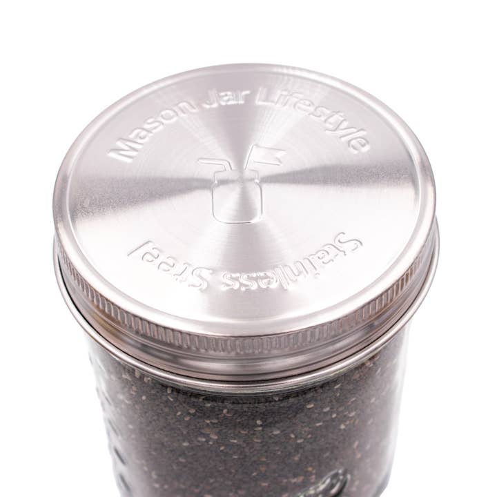 Mason Jar Lifestyle - Wholesale Food Storage Container - Stainless Steel Storage Lids w/ Silicone Seals for Mason Jar6