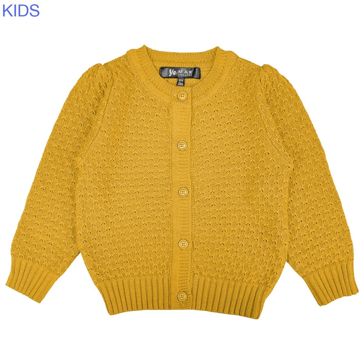 Mak - Vendita all'ingrosso Cardigan - Bambini - Cardigan corto all’uncinetto per bambina con bottoni vintage MK3514KID19