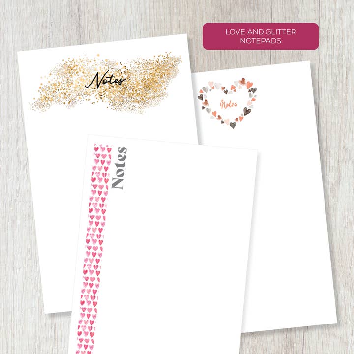Kærlighed og Glimmer Notepads for engroshandel hos Practical Paper Company