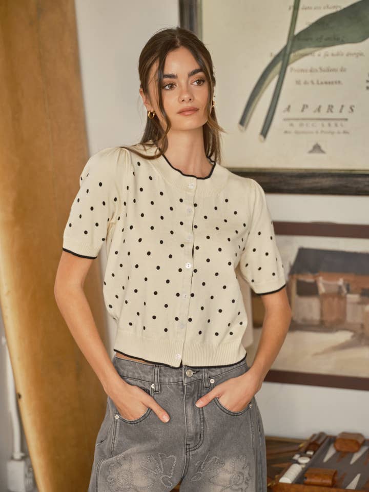 AJT5662 MJUK ULLBLANDNING KORTÄRMAD PRICKIG KOFTA för wholesale av Aaron & Amber