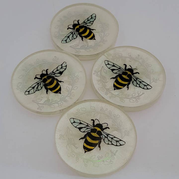 Bumblebee Coasters for wholesale by WoodShack Curiosities