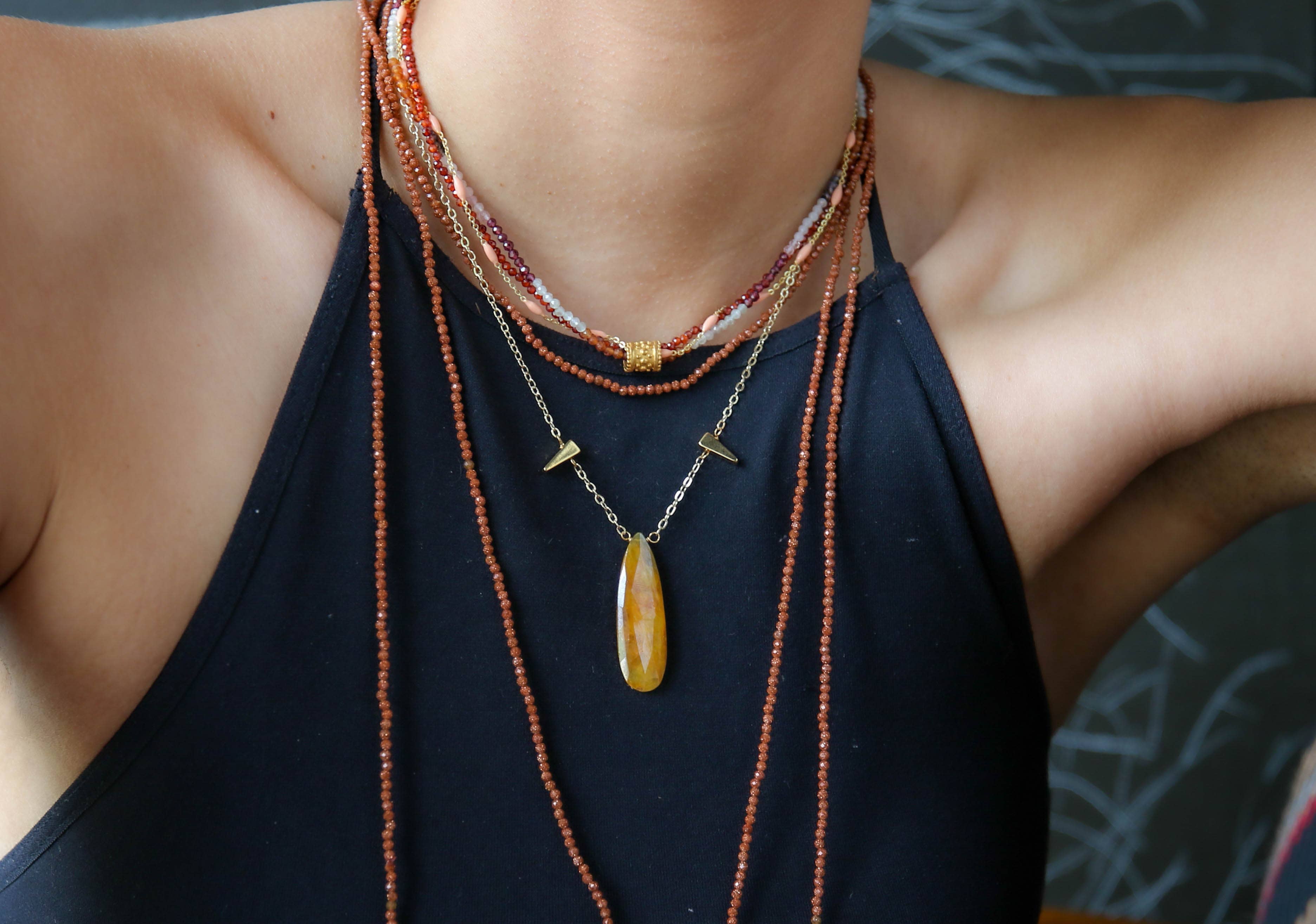 Catherine Page Jewelry - Wholesale Beaded/Pearl Necklace - Chiffon Multi Strand Necklace in Tourmaline1