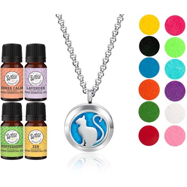 Pretty Kitty Cat Necklace With 4 Oils for wholesale by Wild Essentials