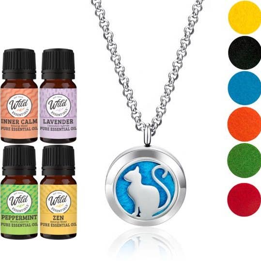 Pretty Kitty Cat Necklace With 4 Oils for wholesale by Wild Essentials