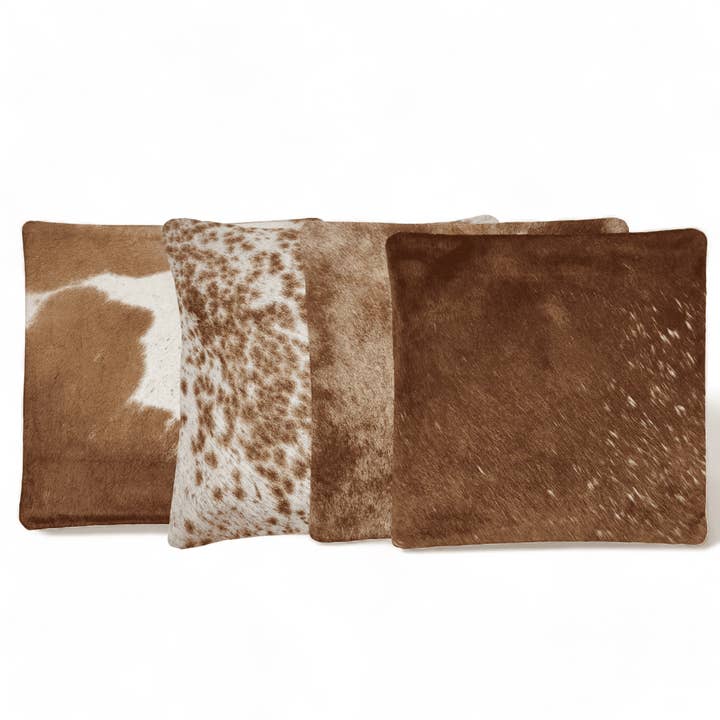 Ranch Junkie - Wholesale Throw Pillow Cover - 18x18 Caramel Brown Genuine Cowhide Pillow Covers Double Sided Highlands Cowhide Pillow15