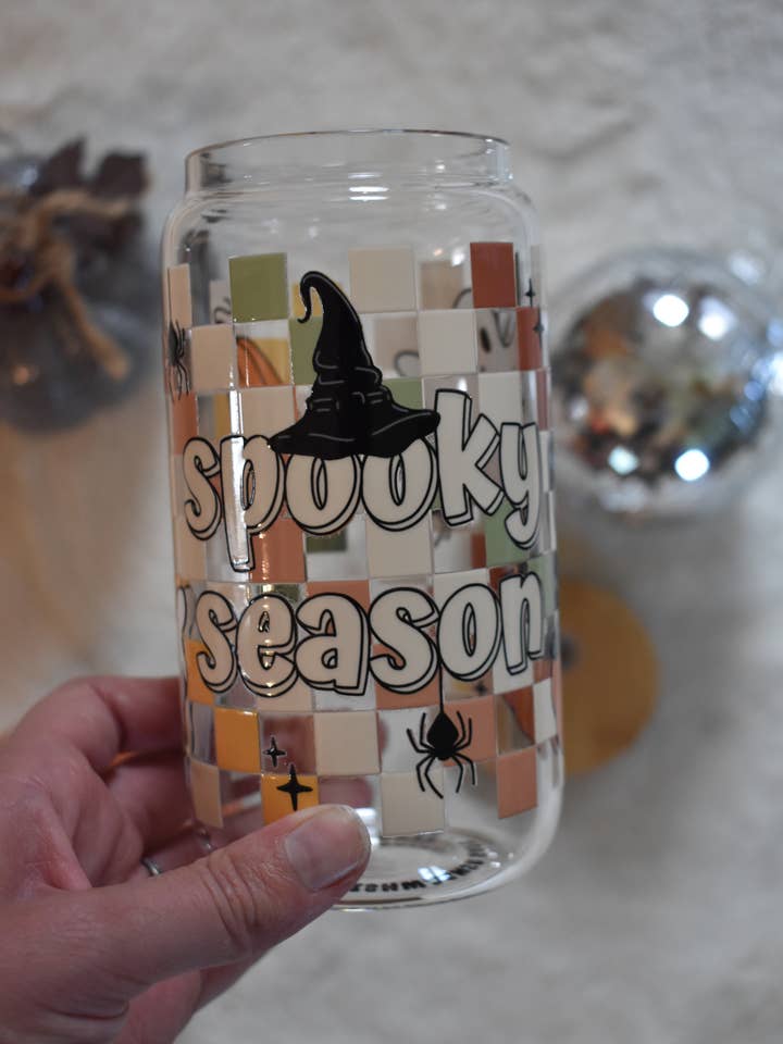 Spooky Season Glass Can Cup, Libby Glass for wholesale by Amelia & Co