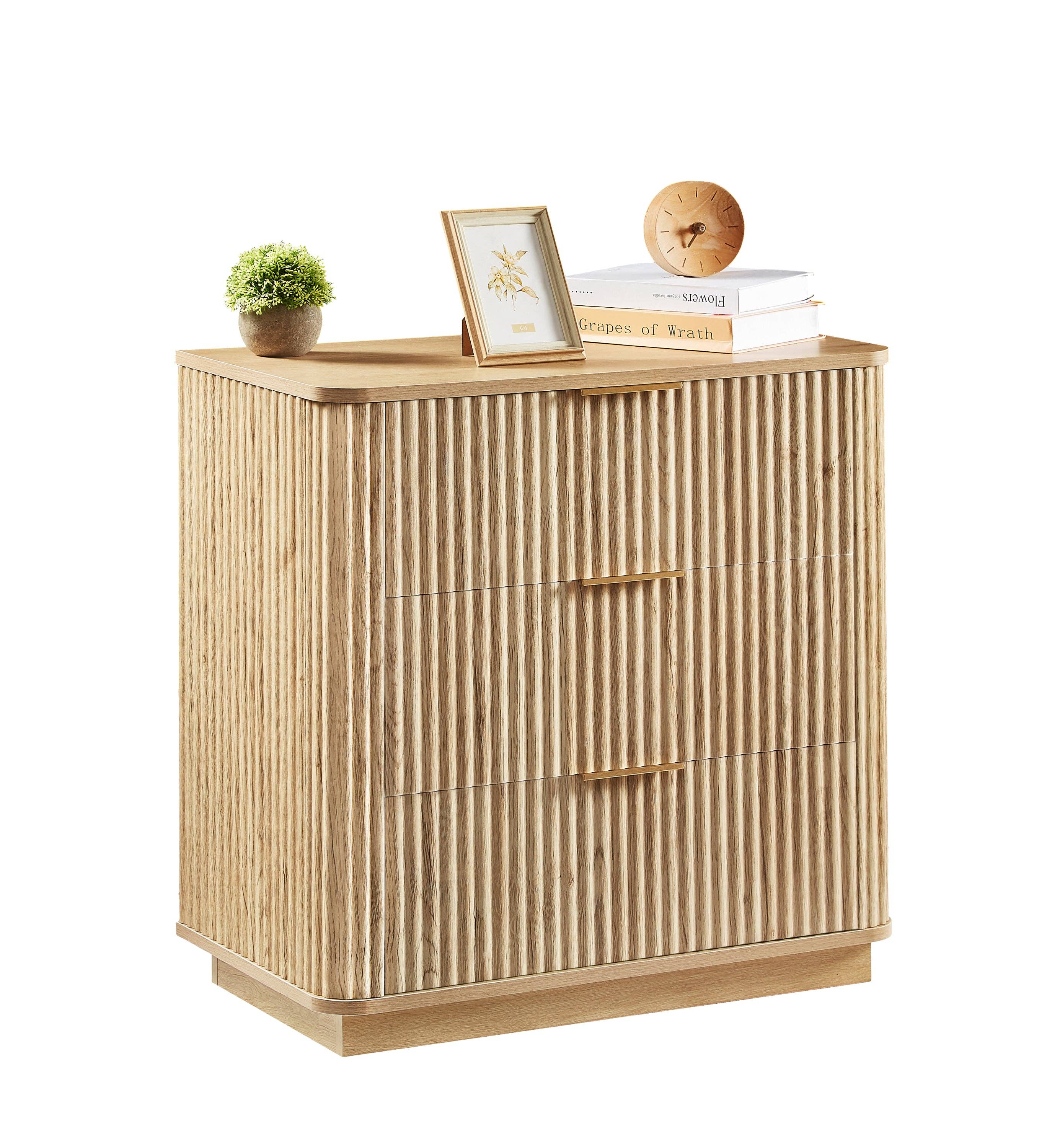 39F Inc. - Vente Armoire - Commode 3 tiroirs en chêne 2PCS (27,6" de largeur) - Design à vague courbée12
