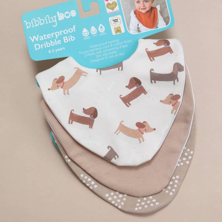 Starter Bib Set - Sausage Dog for wholesale by Bibbilyboo