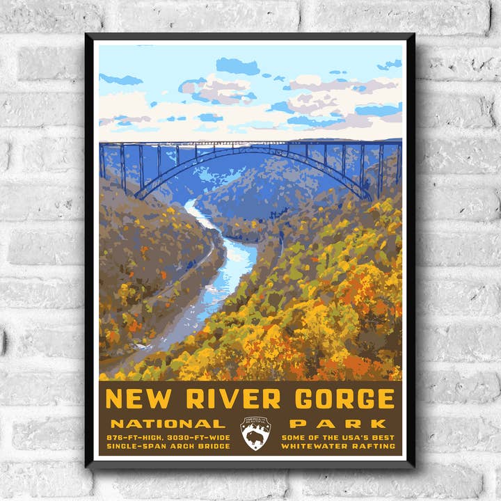 New River Gorge National Park Vintage Style Poster / Print for wholesale by Go See Design